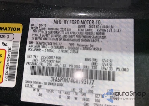 2016 Ford Fusion Se from USA, damaged, VIN 3FA6P0H74GR193177